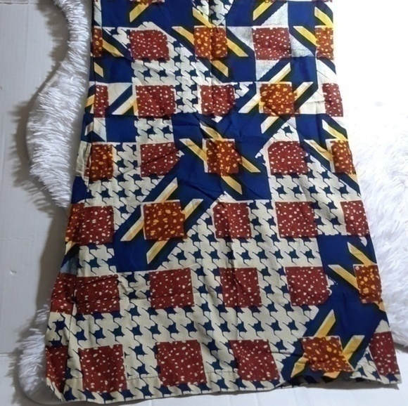 Hounds Tooth Block Print V-Neck Kente Dress - Picture 5 of 8